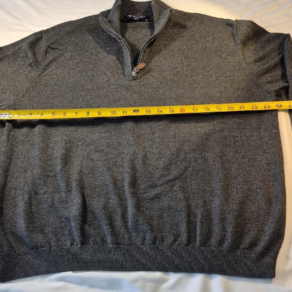 Roundtree & Yorke Gray Zip Up Long Dleeve Mens Sweater with Standing Collar - Picture 5 of 12